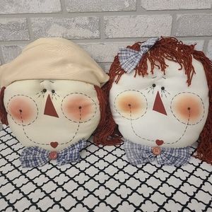 New Primitive Rag Doll Head Pillow Decorations Decor